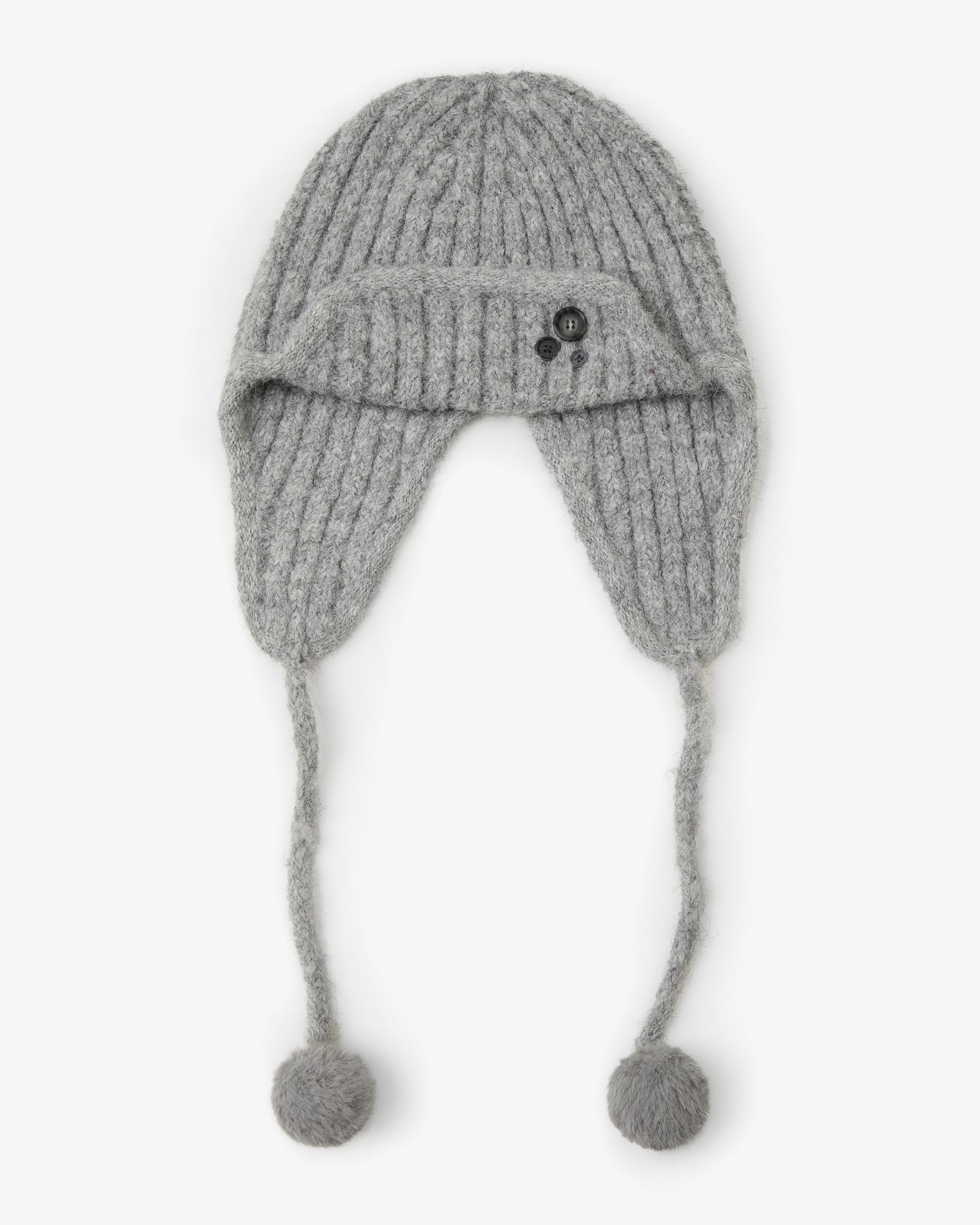 MUSINSA公式 | AEAE BUTTON KNIT TROOPER BEANIE [GREY]