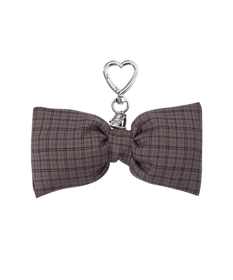 CHECK RIBBON KEYRING-BROWN