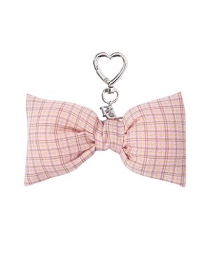 CHECK RIBBON KEYRING-PINK