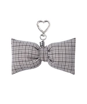 CHECK RIBBON KEYRING-GRAY