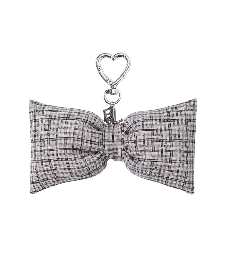 CHECK RIBBON KEYRING-GRAY