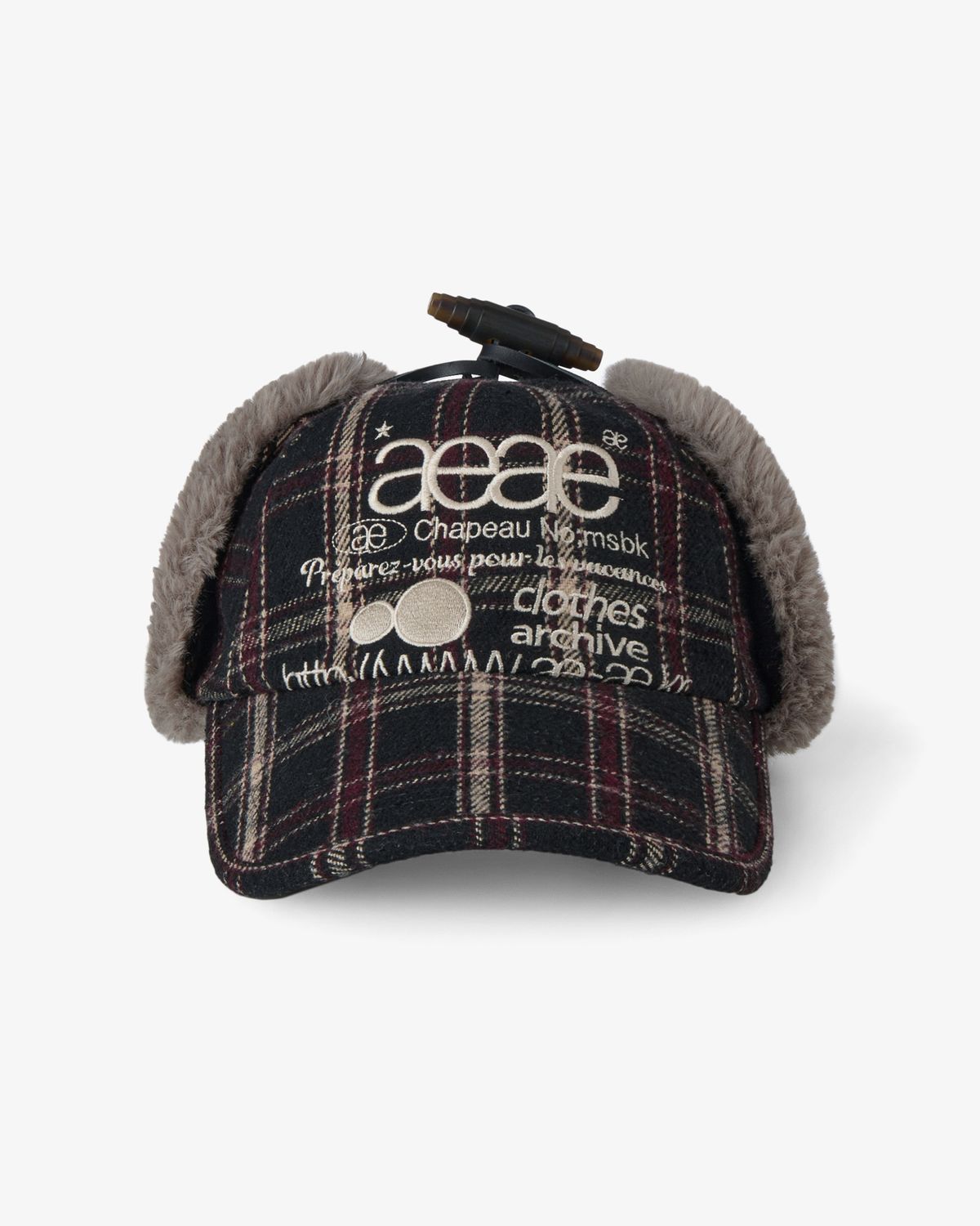 에이이에이이(AEAE) WEB LOGO TROOPER CAP [CHECK BLACK]