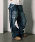 RAW CUT DENIM PANTS WASHED BLUE