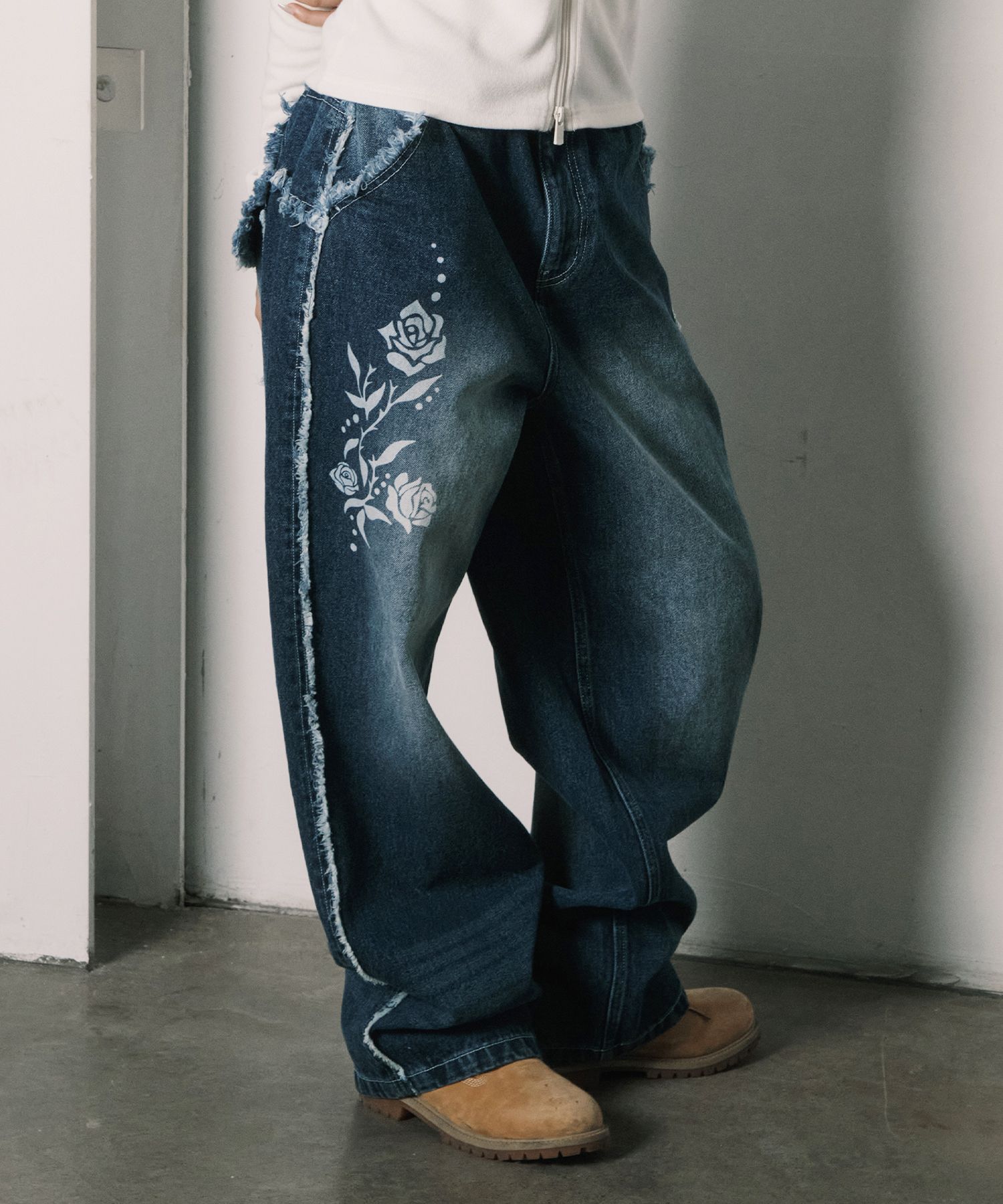 MUSINSA公式 | NYXX RAW CUT DENIM PANTS WASHED BLUE
