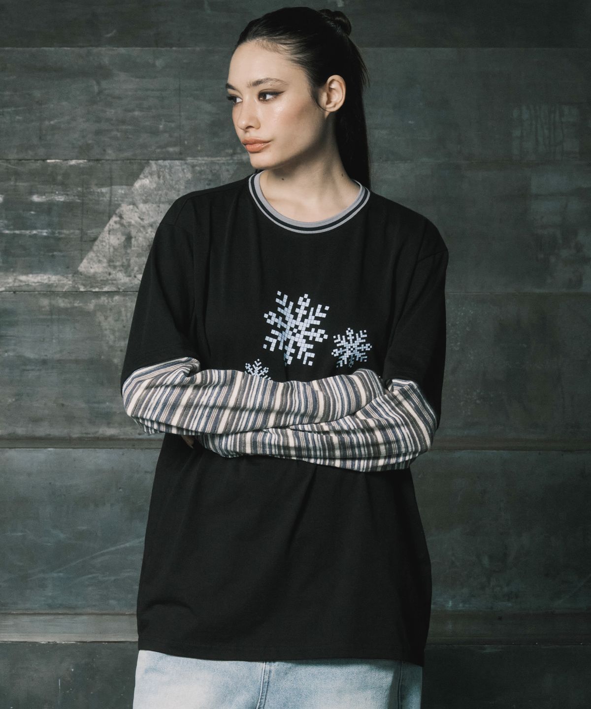 엔와이엑스엑스(NYXX) KNITTED LAYERED L/S BLACK