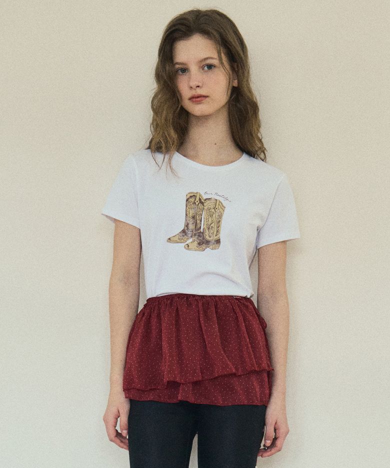 Dot shirring wrap skirt_Burgundy(O25-SK04)