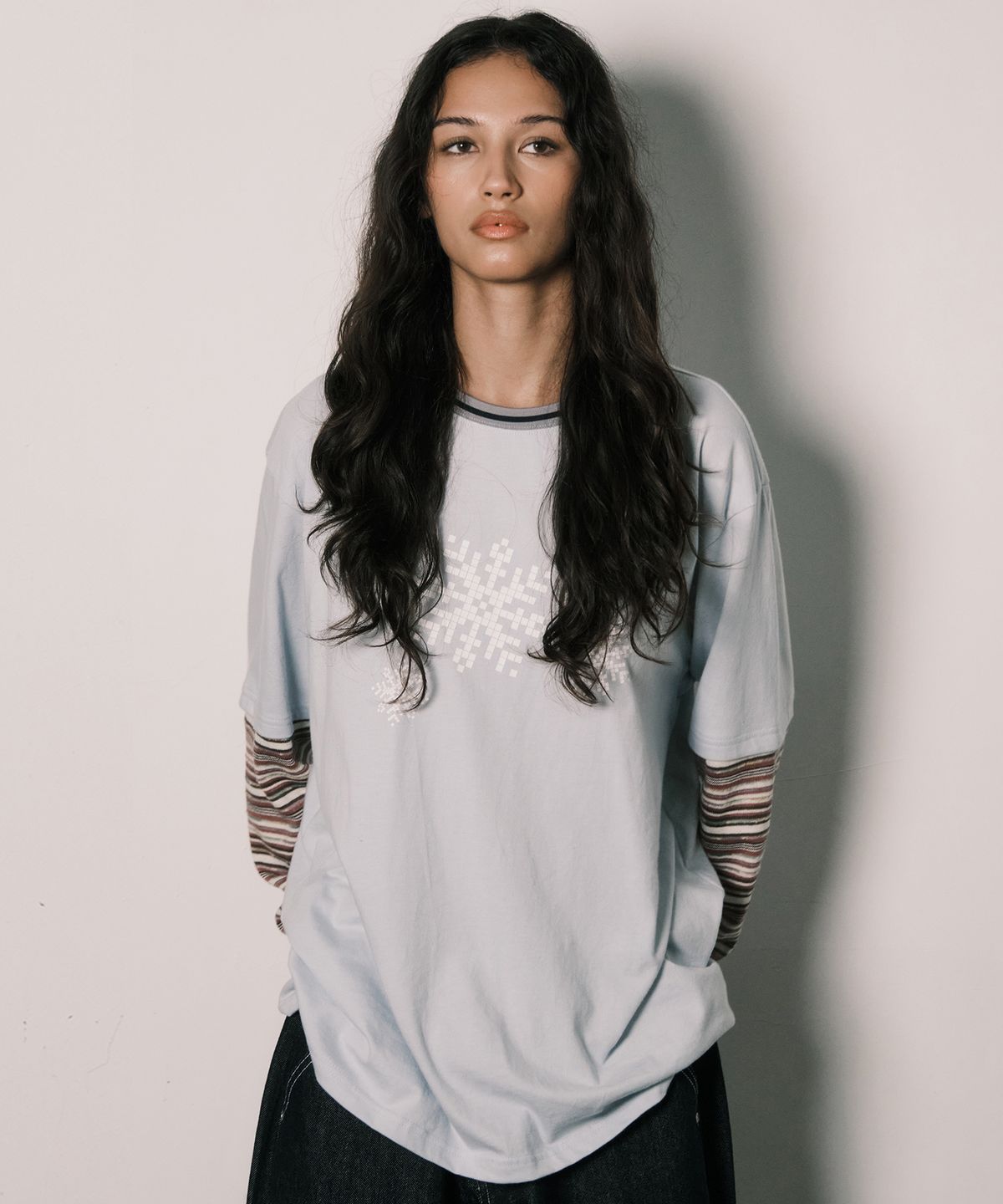 엔와이엑스엑스(NYXX) KNITTED LAYERED L/S LIGHT BLUE