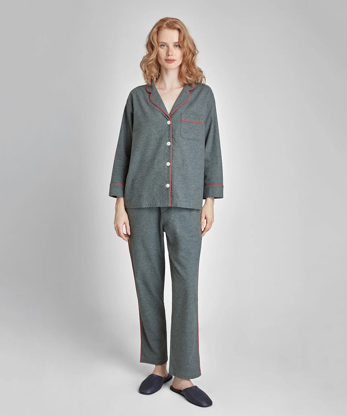 슬리피 존스(SLEEPY JONES) (W) 마리나 파자마 세트 차콜 그레이 플란넬 MARINA PAJAMA SET CHARCOAL GREY FLANNEL