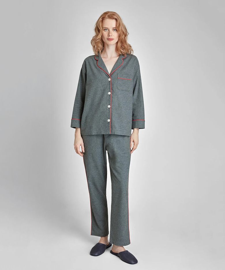 (W) 마리나 파자마 세트 차콜 그레이 플란넬 MARINA PAJAMA SET CHARCOAL GREY FLANNEL