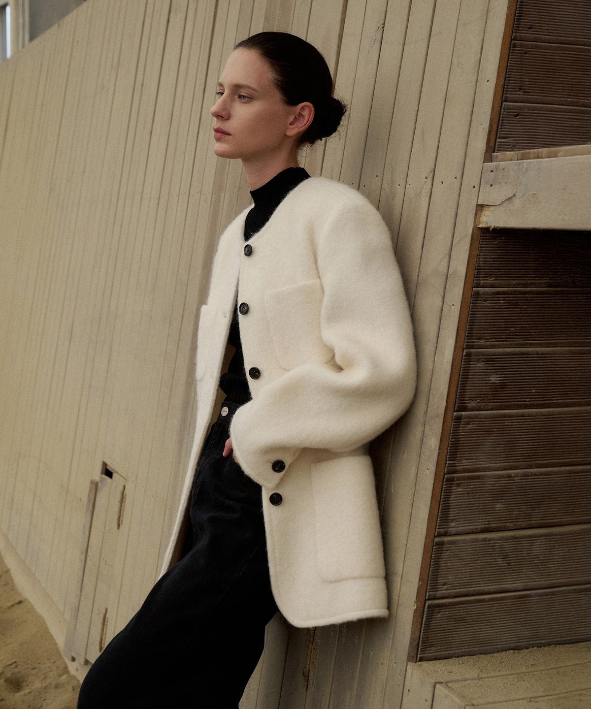 라메레이(LAMEREI) Alpaca Round Half Jacket[LMBFWI25JK107]-2color