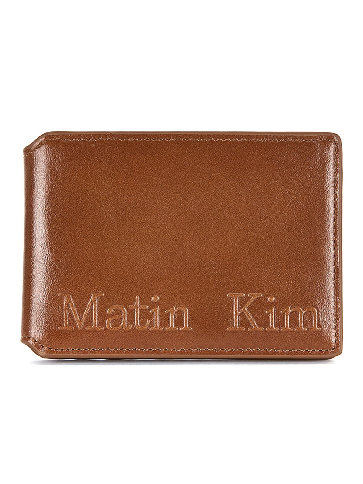 마뗑킴(MATIN KIM) EMBOSSED LOGO BUSINESS WALLET IN CAMEL