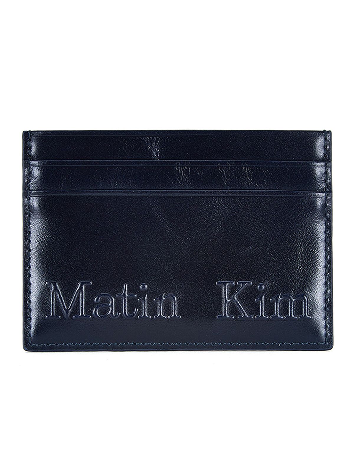 마뗑킴(MATIN KIM) EMBOSSED LOGO CARD WALLET IN NAVY