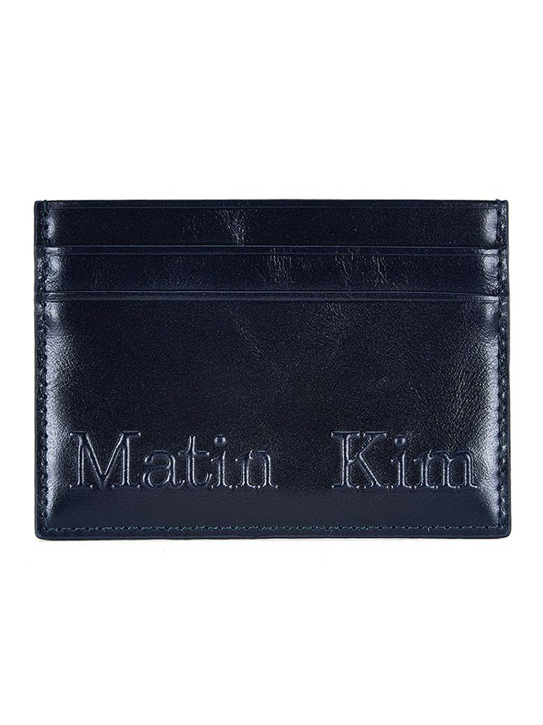 EMBOSSED LOGO CARD WALLET IN NAVY