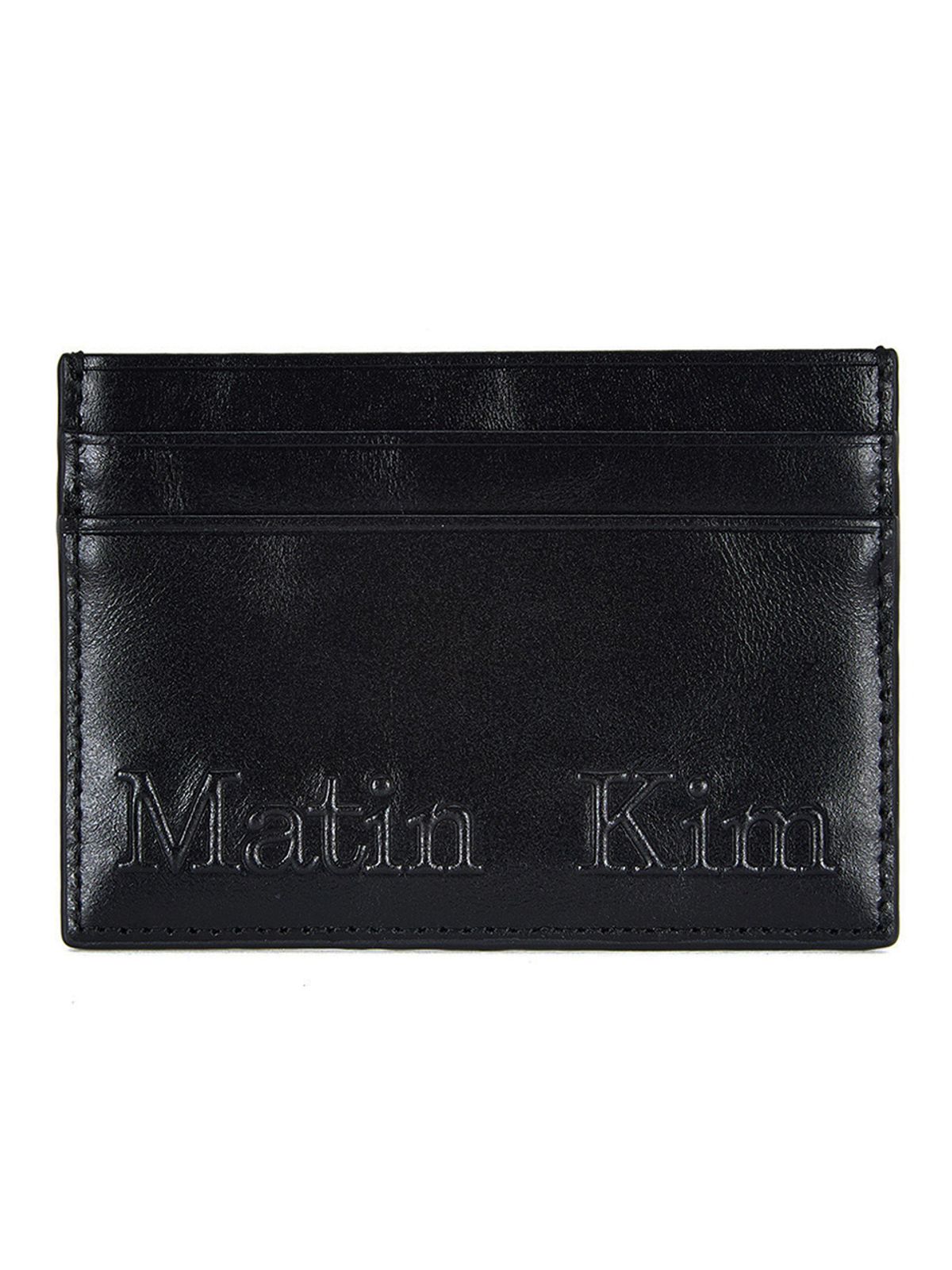 마뗑킴(MATIN KIM) EMBOSSED LOGO CARD WALLET IN BLACK