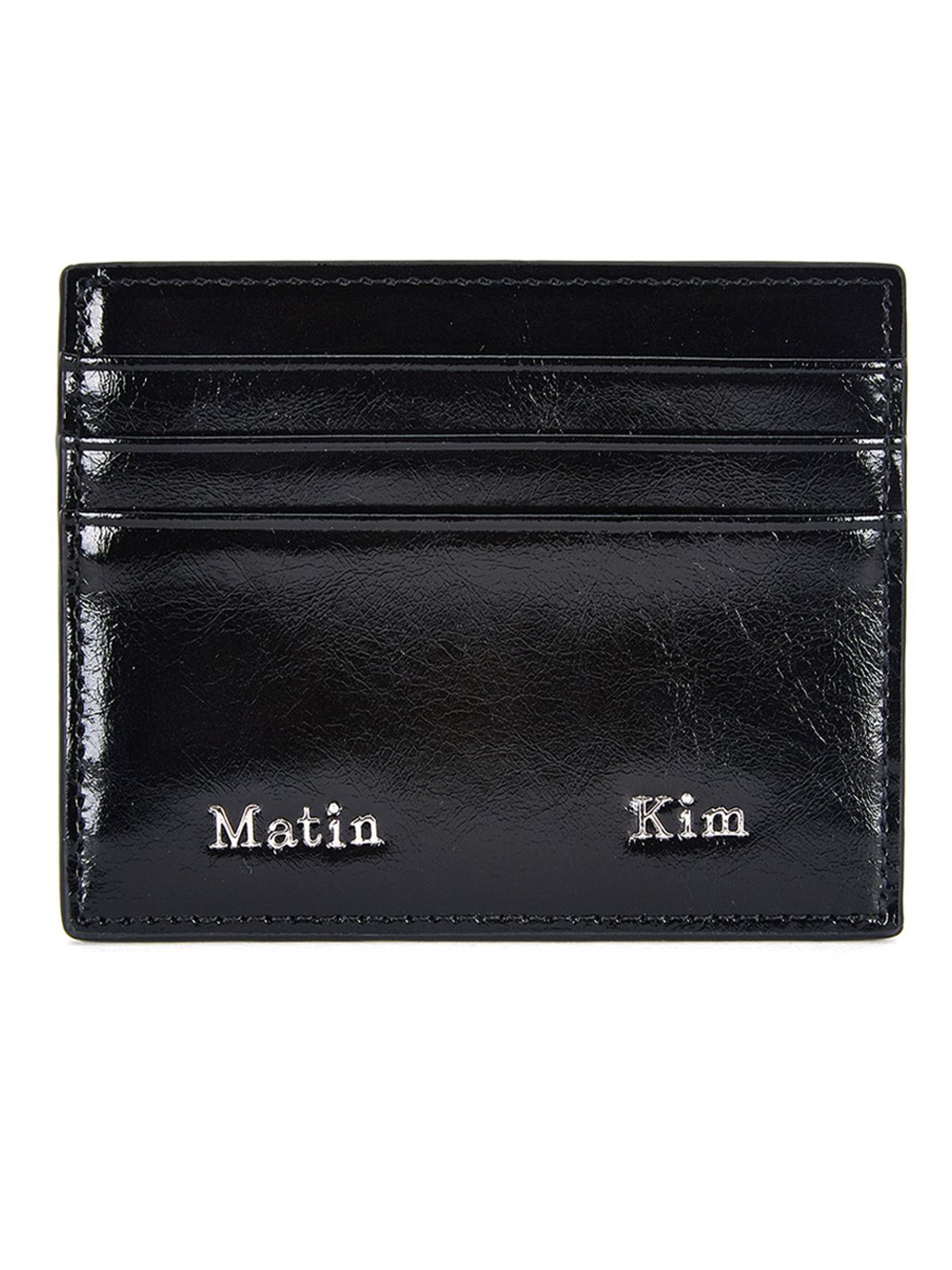 마뗑킴(MATIN KIM) STEEL LOGO CARD WALLET IN BLACK
