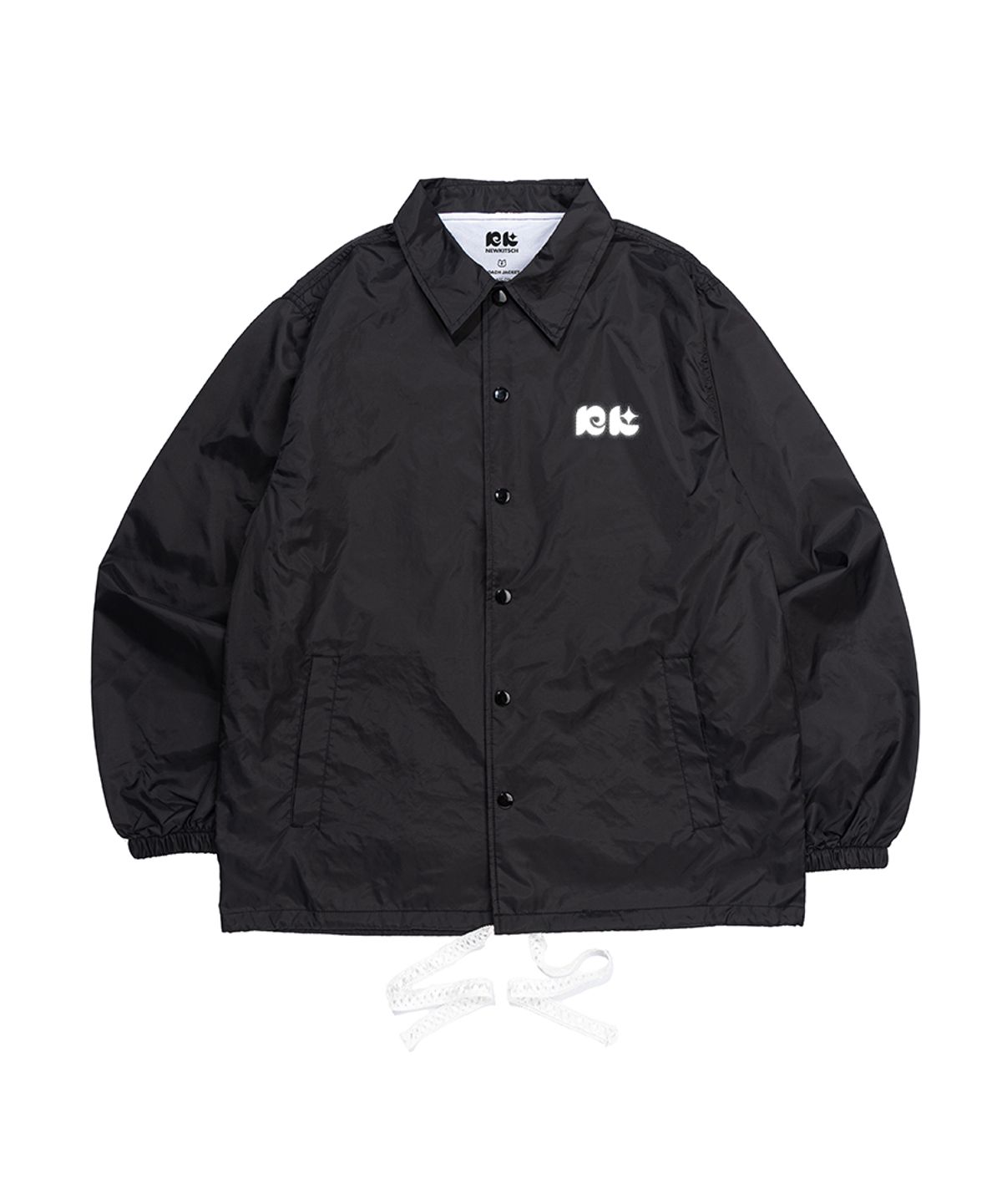 뉴키치(NEWKITSCH) BIG RIBBON PRINT COACH JACKET (BLACK)