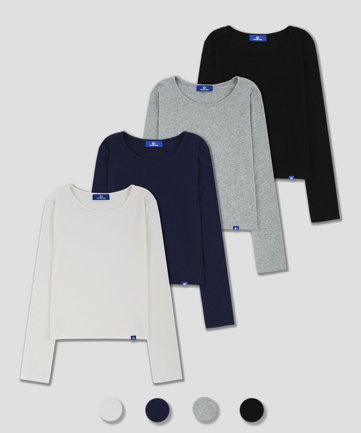 돌핀웨이브어패럴(DOLPHIN WAVE APPAREL) 돌핀 슬림 크루넥 긴팔티셔츠 4COLOR