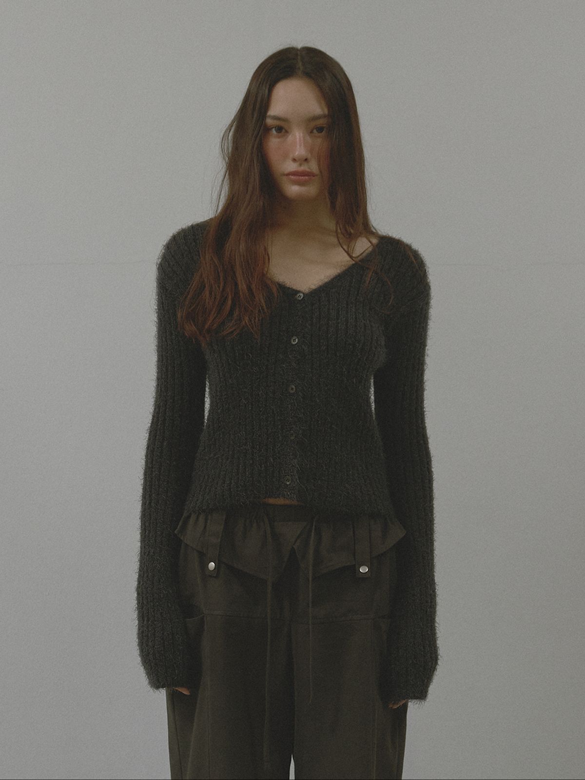 아수라(ASURA) MELLOW FUR CARDIGAN (CHARCOAL)
