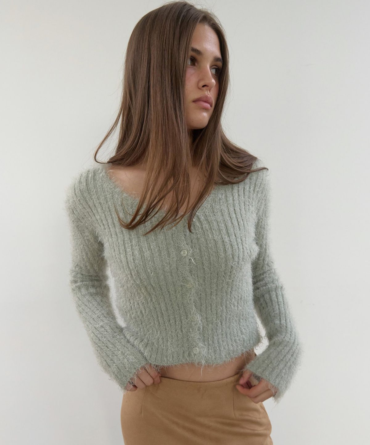 아수라(ASURA) MELLOW FUR CARDIGAN (LIGHT GREEN)