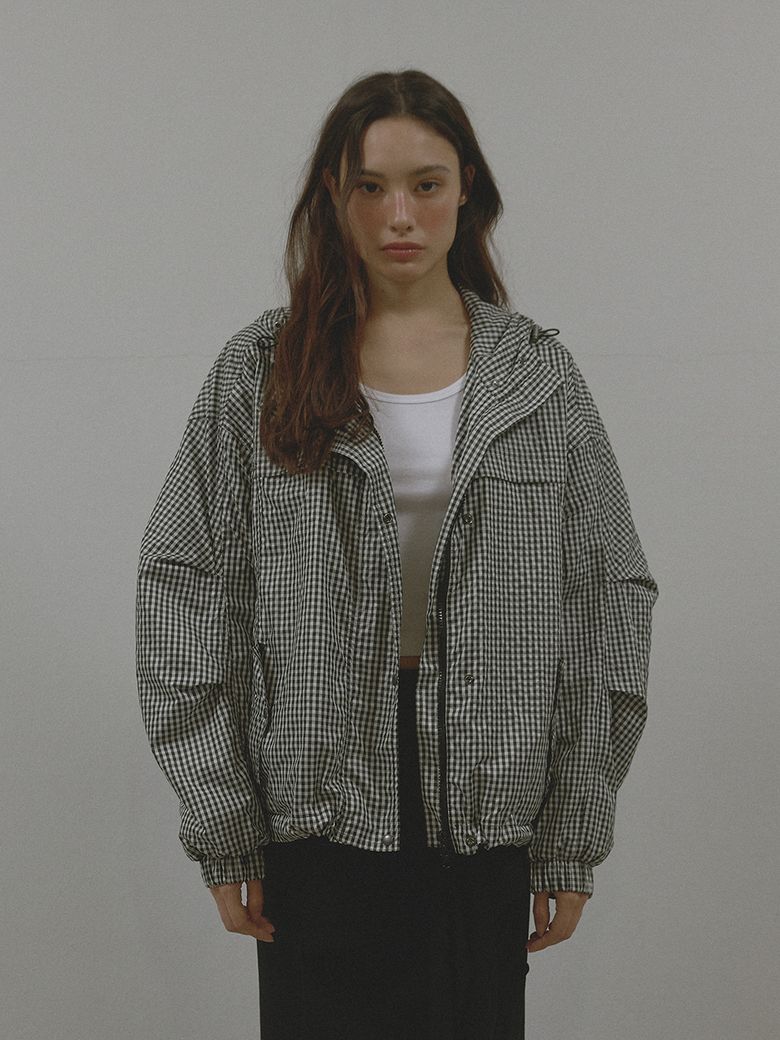 PATTERN DUO BOMBER JACKET (BLACK CHECK)