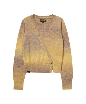 W 크로스 버튼 니트 가디건 다크베이지