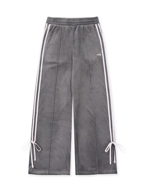 우먼스 벨로아 리본 트랙 팬츠 차콜