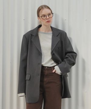 카린 쓰리버튼 베이직 자켓_charcoal