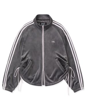 우먼스 벨로아 리본 트랙 탑 차콜