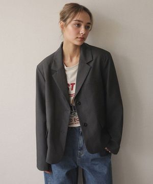 로스트 투버튼 크롭 자켓_charcoal