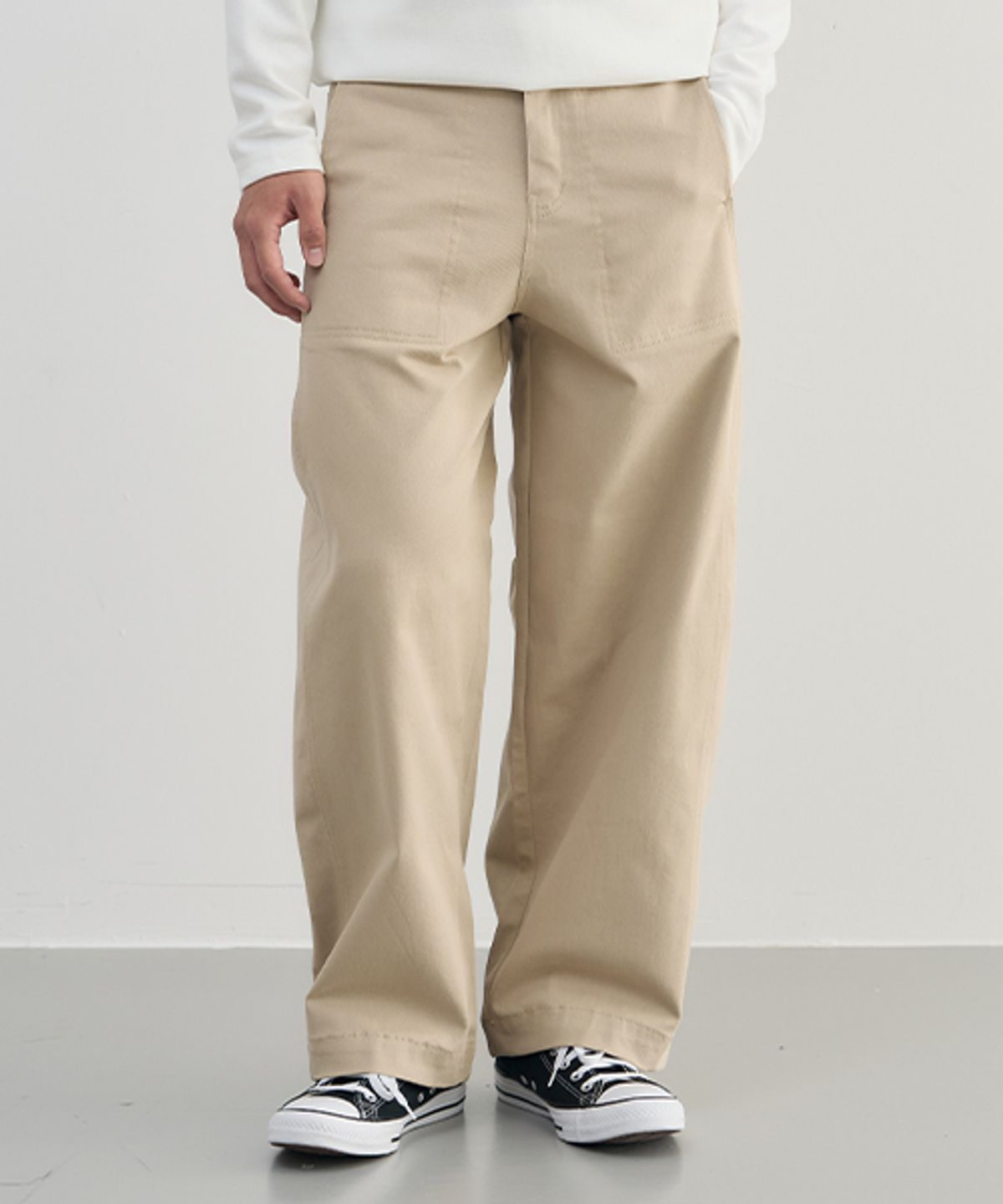어레이드(ARRAYED) 퍼티그 와이드 벌룬 치노 팬츠 [BEIGE]