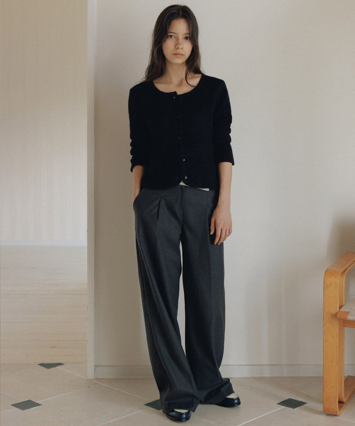 앤니즈(ANDNEEDS) Cleo combi slacks (charcoal gray)