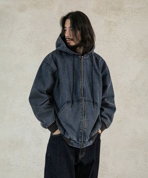 페이드 데님 후드 집업 자켓 2컬러