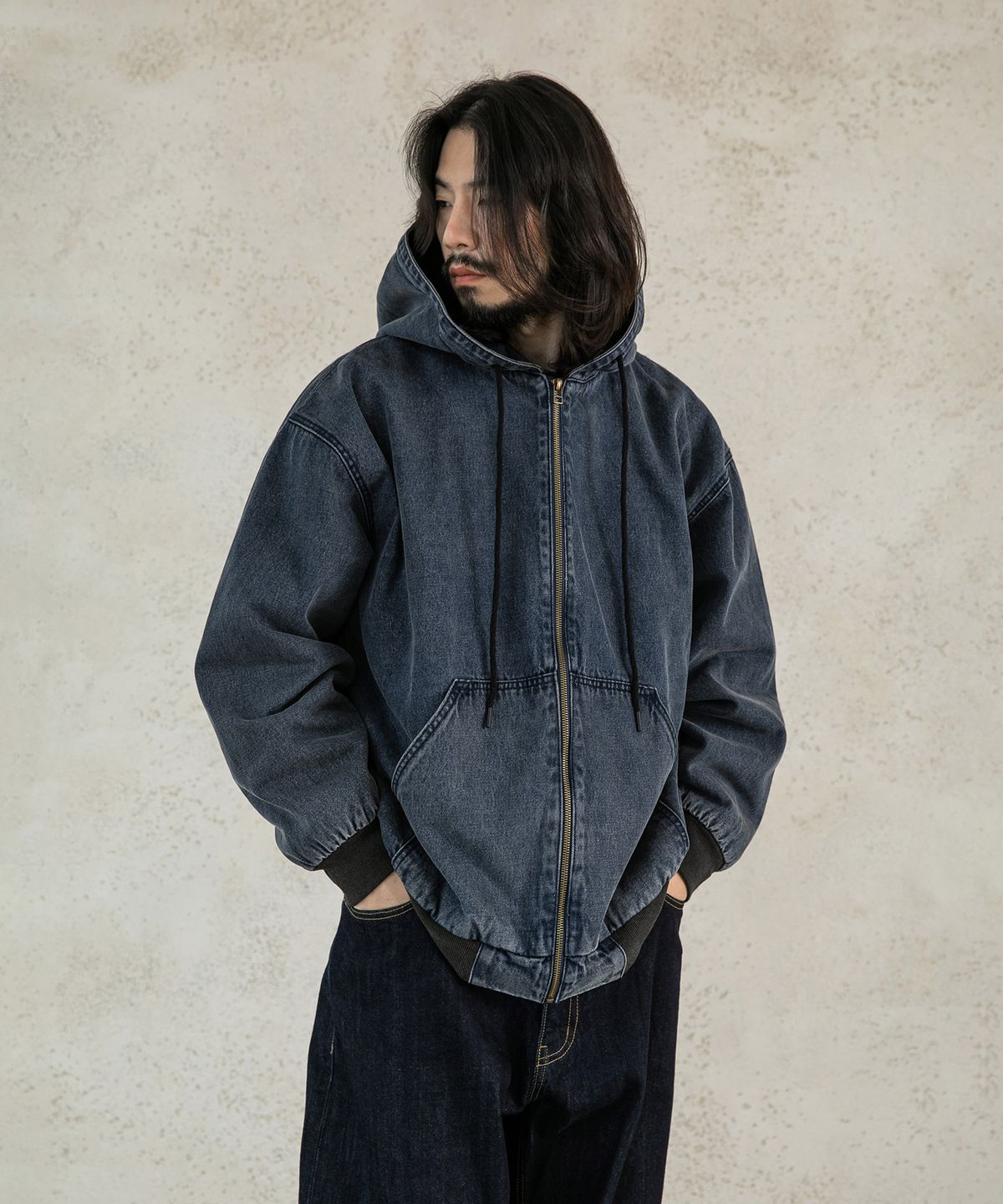 러기드하우스(RUGGED HOUSE) 페이드 데님 후드 집업 자켓 2컬러
