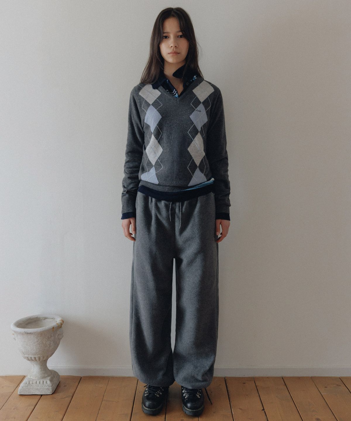 앤니즈(ANDNEEDS) Jeff fleece pants (melange gray)
