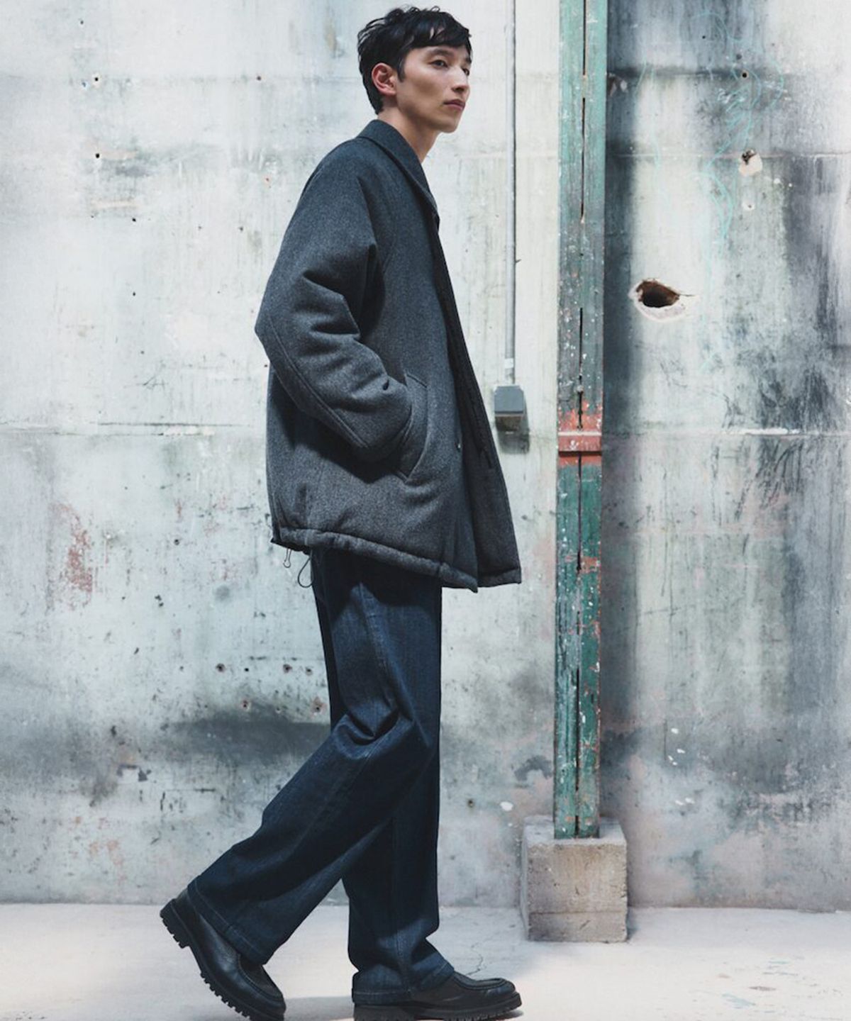 시프트지(SHIFT.G) Wool Padded Half Coat  Ash