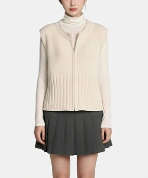 데일리 집업 조끼 베스트_아이보리