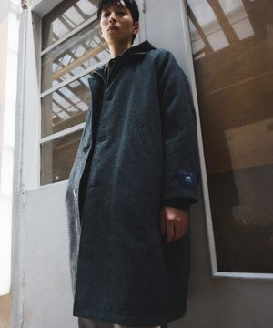 Herringbone Reversible Long Coat  Ash