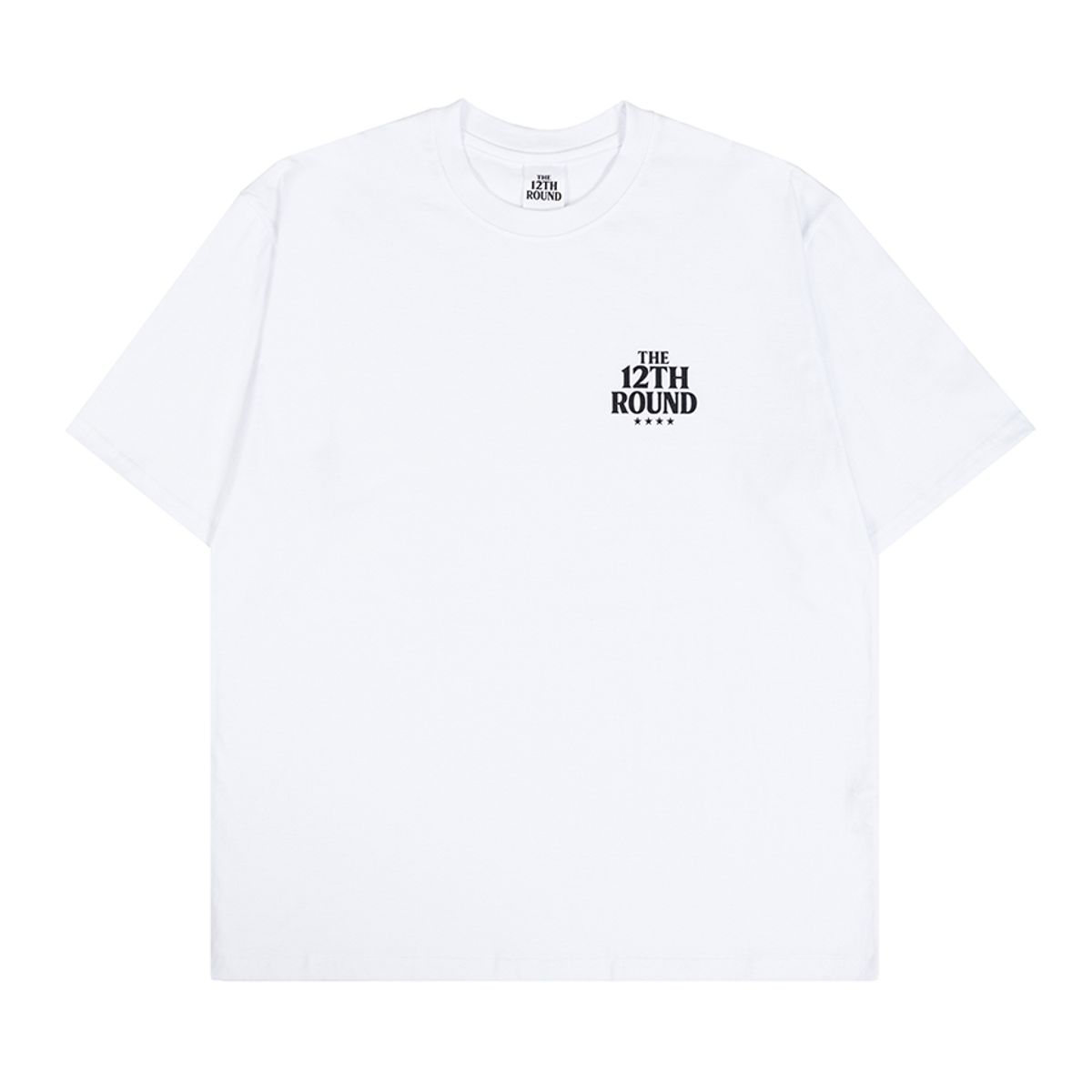 더트웰브라운드(THE 12TH ROUND) WHITE Oversized T-Shirt with Small THE 12TH ROUND Logo