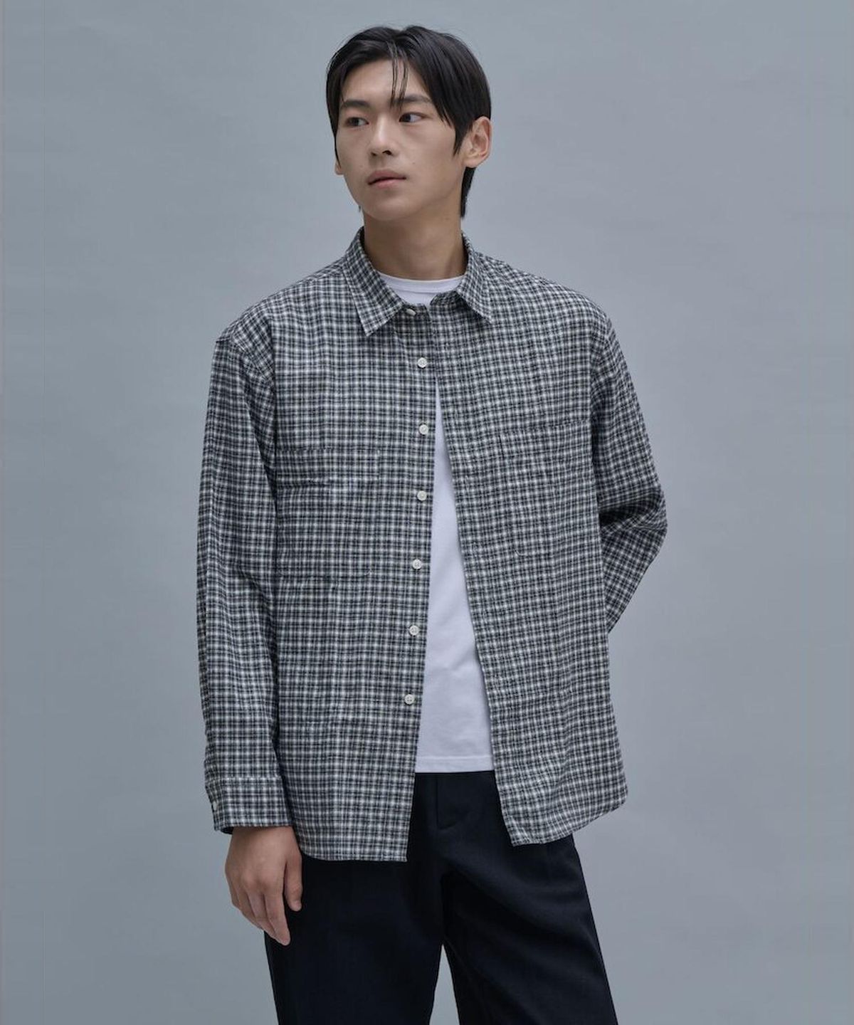 시프트지(SHIFT.G) Brushed Cotton Check Shirts  Black