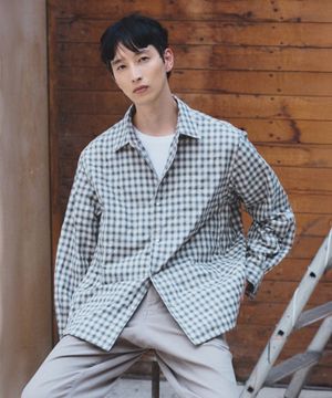 Quilted Utility Check Shirts  Black