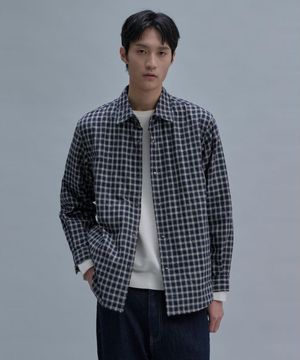 Quilted Utility Check Shirts  Navy