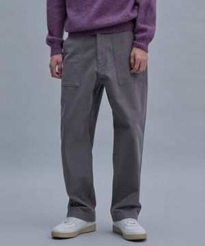 Semi Wide Twill Fatigue Pants  Light Grey
