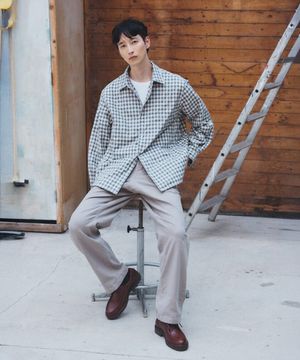 Semi Wide Twill Fatigue Pants  Beige