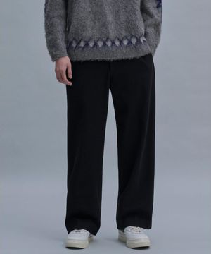 Wide Brushed Slacks Pants  Black