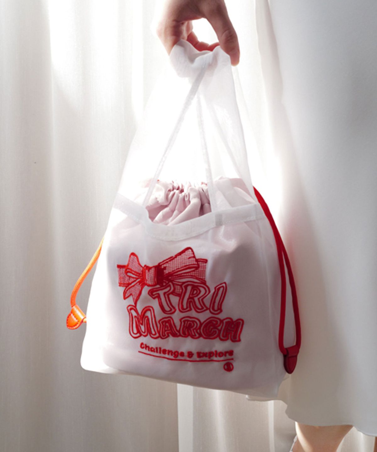 트리마치(TRIMARCH) Tri / Retro Ribbon tote bag / Pink