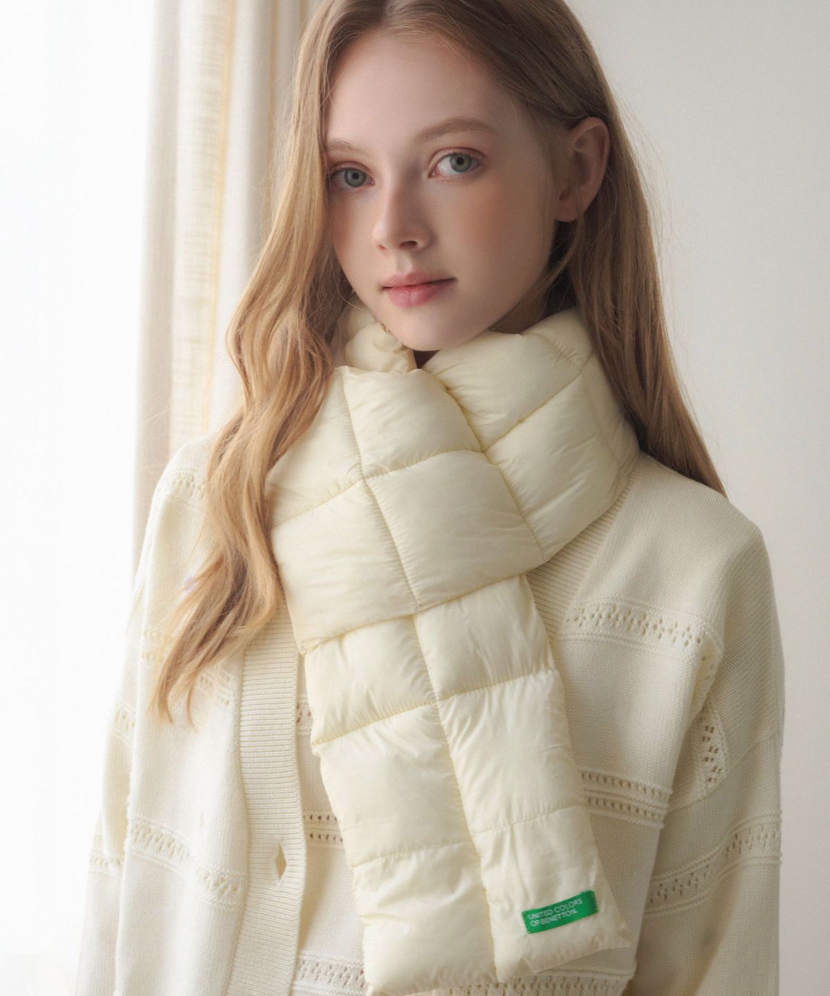 베네통(BENETTON) 비비드 폴딩 패딩 머플러 (6colors)