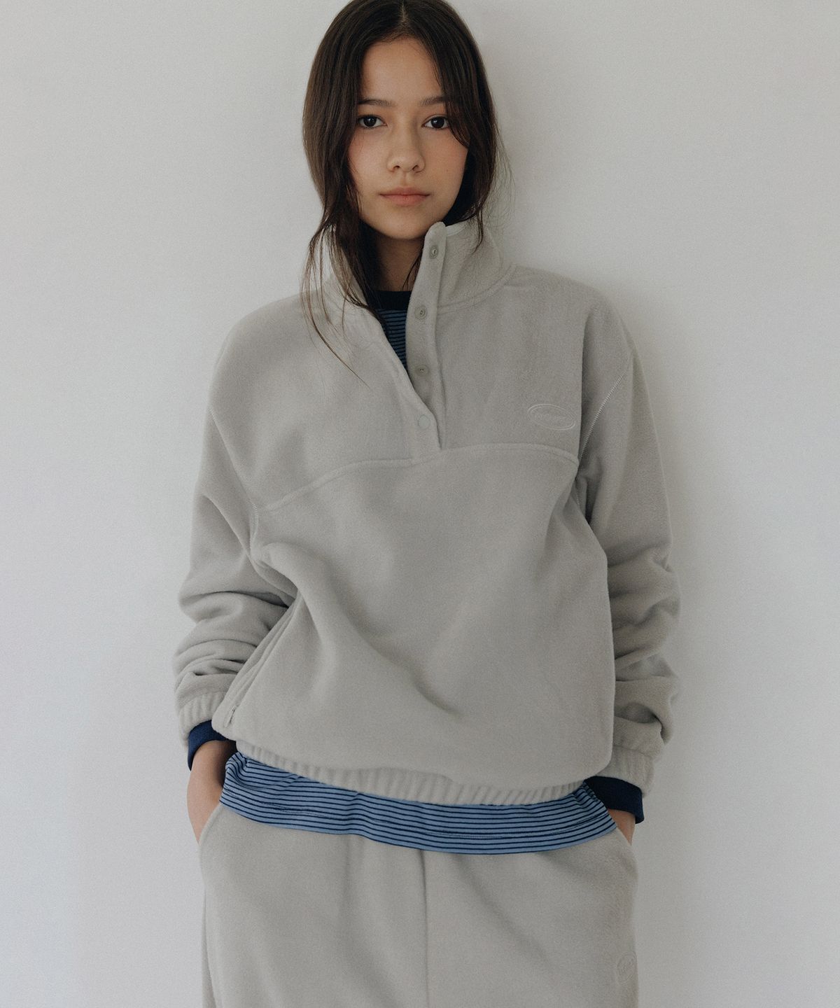 앤니즈(ANDNEEDS) Jeff fleece anorak (light khaki)