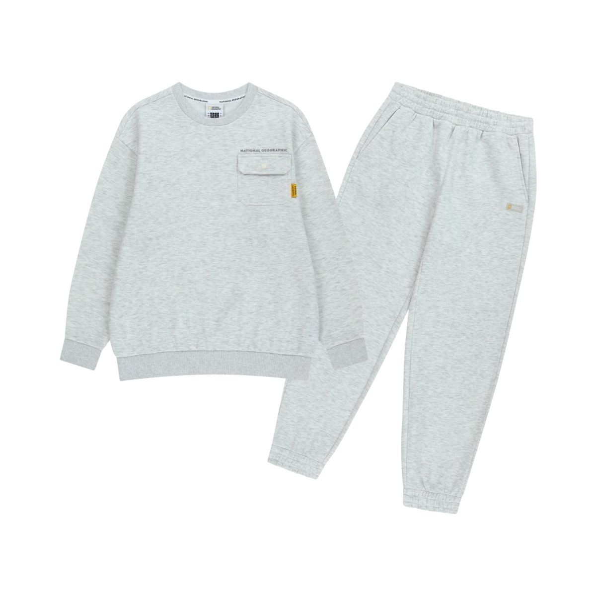 내셔널지오그래픽 키즈(NATIONAL GEOGRAPHIC KIDS) K254UPB910 맨투맨 상하 SET (기모) WHITE MELANGE