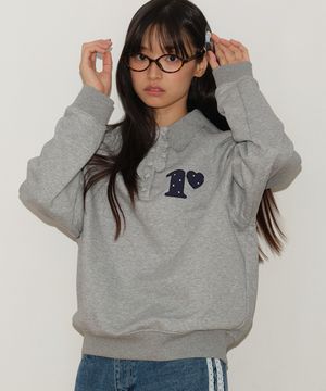 DOT R FRILL COLLAR SWEATSHIRT GREY