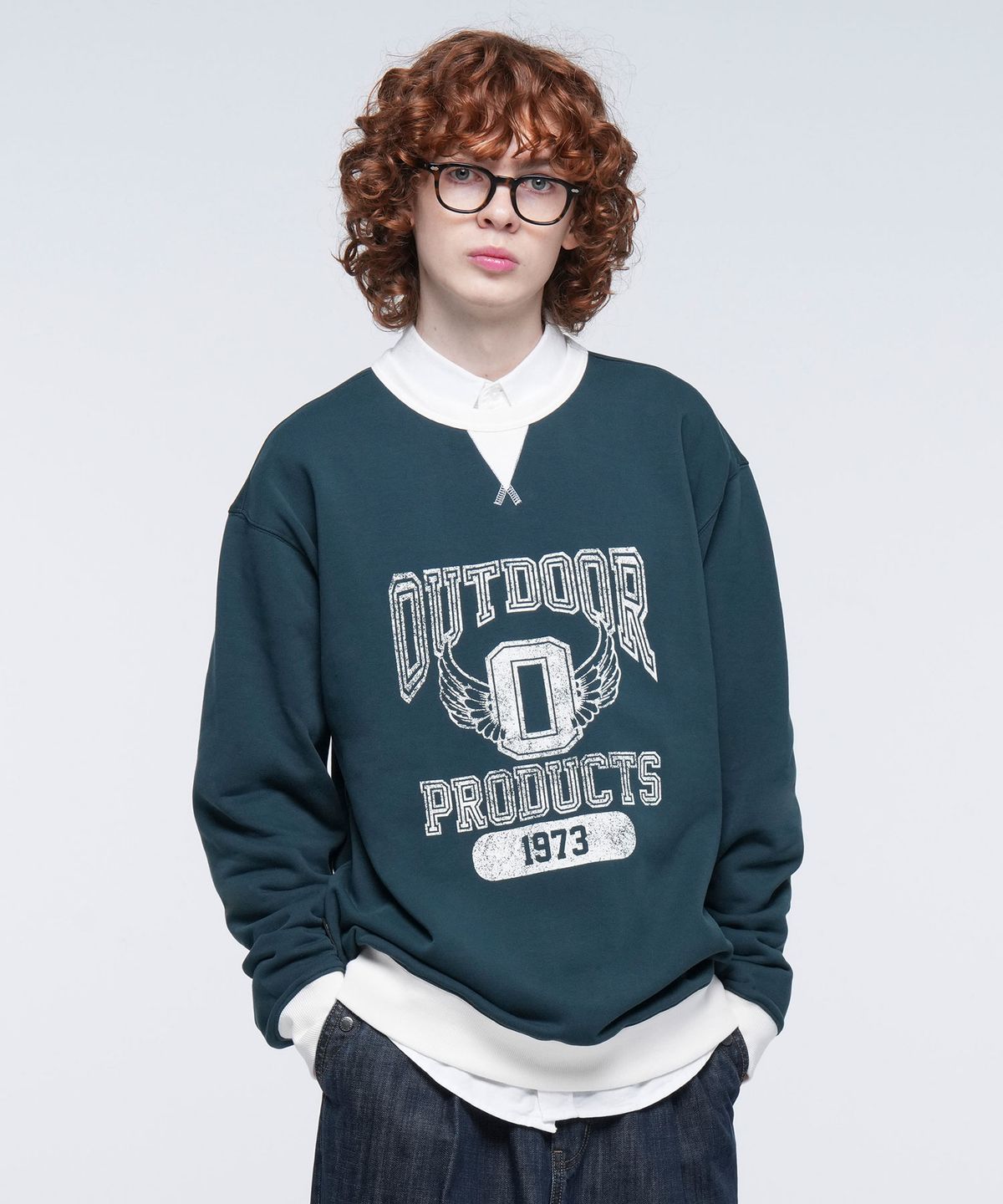 아웃도어 프로덕츠(OUTDOOR PRODUCTS) COLOR BLOCK SWEATSHIRT (GREEN)